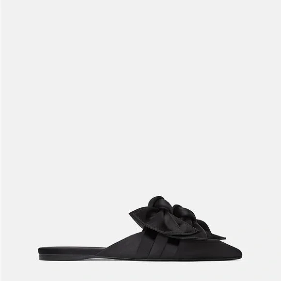 !SOLD! Zara Satin Black Double Bow Mules - Picture 2 of 7